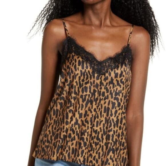 NWT BP animal print Lace Trim Satin Cami tank XXS - Picture 1 of 4